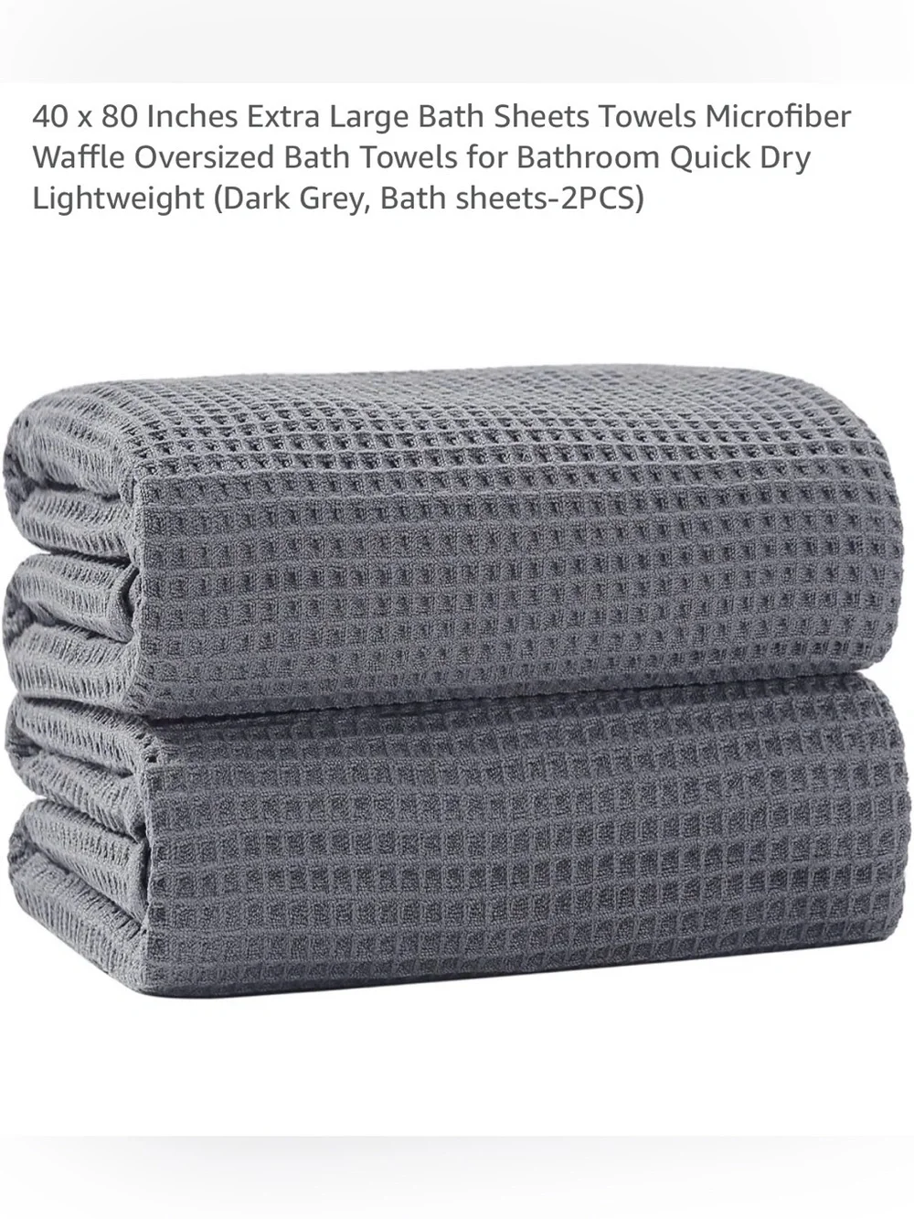 NWT - Robmic Dark Gray Waffle Bath Sheets - extra large - 2 Pack